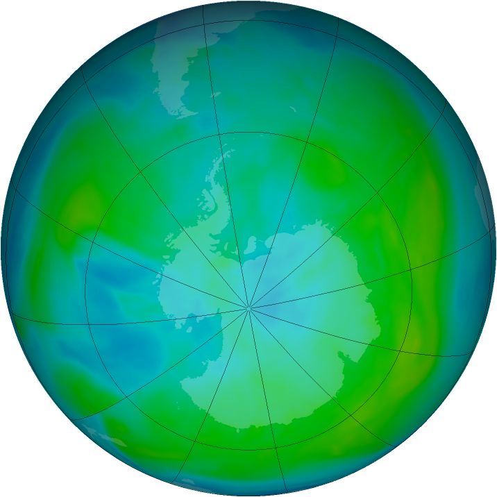 Antarctic ozone map for 02 January 2006